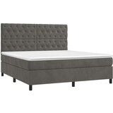  Box spring postelja z vzmetnico temno siva 160x200 cm žamet, (20790073) | Shoptok.si