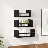  Set zidnih polica 3 pcs Crni hrast 40x16x14cm Konstruirano drvo | shoptok.hr