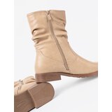 Shelvt Comfortable beige ankle boots with ruffles | Shoptok.si