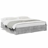 Maison Chic Posteljni okvir - Dvoposteljna postelja - Zakonska postelja s predali betonsko siv 180x200cm inženirski les, (21694457) | Shoptok.si