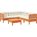  6-dijelni set vrtnih sofa s jastucima voštano smeđi od borovine | shoptok.hr