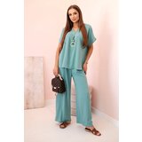 Kesi Włoski Set with necklace blouse + pants dark mint | shoptok.hr