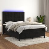vidaXL Box spring postelja z vzmetnico LED črna 140x190 cm žamet Cene
