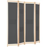Sobna pregrada s 4 panela od tkanine 160 x 170 x 4 cm siva | Eponuda.com