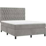  Box spring postelja z vzmetnico LED svetlo siva 140x200cm žamet, (20791278) | Shoptok.si