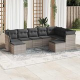 Maison Chic Seti vrtnega pohištva - Vrtna garnitura - Vrtni pohištvo set 9-delna z blazinami sv. siv poli ratan, (21803962) | Shoptok.si