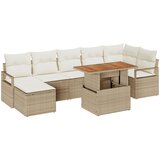 vidaXL set vrtnih sofa od 8 dijelova s jastucima Bež poli ratan akacija, 2-sjedalna vrtna sofa s jastučićima Bež poli ratan Cijene