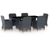 The Living Store Vrtna jedilna garnitura z blazinami 7-delna poli ratan tm. siva - Zunanja Jedilna Garnitura, (21460402) | Shoptok.si