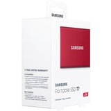 Samsung SSD T7 External 2TB, USB 3.2, 1050/1000 MB/s, included USB Type C-to-C and Type C-to-A cables, 3 yrs, metallic red, EAN: 8806090312441 | shoptok.hr