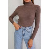 BİKELİFE Women's Mink Lycra Flexible Neck Knitwear Sweater Cene
