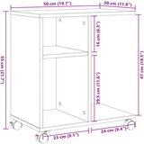 vidaXL Stranska mizica s kolesi črna 50x30x55 cm inženirski les | Shoptok.si