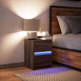 vidaXL Nočna omarica z LED lučkami rjavi hrast inženirski les | Shoptok.si
