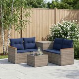  Set sofe 6 kom. Siva i tamnoplava Poli Rattan i čelik | shoptok.hr