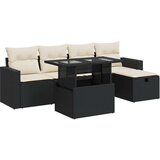  6-dijelni set vrtnih sofa s jastucima crni od poliratana | shoptok.hr