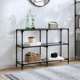 Maison Chic konzolna miza - miza ob steni s stekleno površino 118,5x30x81 cm jeklo, (21785857) | Shoptok.si