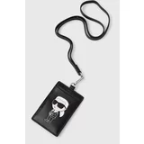 Karl Lagerfeld Usnjen etui za kartice črna barva, 241W3205