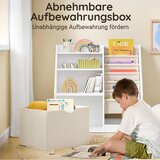SoBuy otroška knjižna omara Montessori s tremi policami in košaro bela 80x40x80 cm, (5000009217) | Shoptok.si