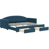  Dnevni krevet na razvlačenje s ladicama plavi 90x200 cm baršun | shoptok.hr