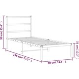 vidaXL Metalni okvir za krevet s uzglavljem crni 75x190 cm | shoptok.hr