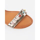 Shelvt Golden flat sandals with colorful studs | shoptok.hr