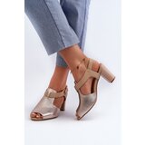 Boto Women's Sandals with High Heel Made of Eco Leather Gold Queenmarie | shoptok.hr