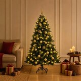  Umjetno božićno drvce s kuglicom 150 cm 150 LED lampica - Zelena 150 cm s LED žaruljama i zlatnim kuglicama Cijene