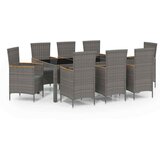  9-dijelni vrtni blagovaonski set od poliratana s jastucima sivi Siva Dužina stola 190 cm | shoptok.hr