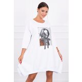 Kesi Dress with print and flared bottom white | shoptok.hr