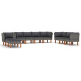 Maison Chic Seti vrtnega pohištva - Vrtna garnitura - Vrtni pohištvo set 10-delna z blazinami poli ratan siva, (21811637) | Shoptok.si