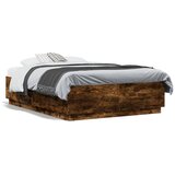  Okvir za krevet s LED svjetlima boja hrasta 135 x 190 cm drveni | Eponuda.com