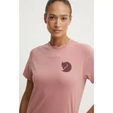 Fjallraven Kratka majica Fox Boxy Logo ženska, roza barva, F87153