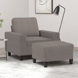  Fotelja s tabureom smeđesiva 60 cm od tkanine | shoptok.hr