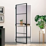 vidaXL Sobna vrata crna 83 x 201 5 cm kaljeno staklo i aluminij tanka | shoptok.hr