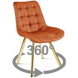  Okretna stolica SORIA 360, bakreni baršun, zlatne metalne noge | shoptok.hr