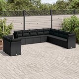 vidaXL 11-dijelni set vrtnih sofa od poliratana s jastucima crni Cijene