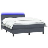 vidaXL Box spring postelja z vzmetnico temno siva 140x220 cm žamet | Shoptok.si