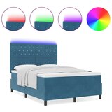 vidaXL Box Spring postelja z vzmetnico in LED temno modra 140x200 cm žamet, (22050963) | Shoptok.si