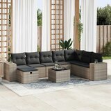 Maison Chic Seti vrtnega pohištva - Vrtna garnitura - Vrtni pohištvo set 9-delna z blazinami siv poli ratan, (21807397) | Shoptok.si
