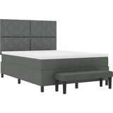 vidaXL Vzmetnica za posteljo z vzmetnico in klupo temno siva 140x190 cm tkanina, (22083215) | Shoptok.si