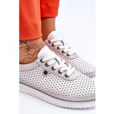 S. BARSKI Fashionable Leather Openwork Sports Shoes White-Silver Cantare | ePonuda.com