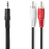 Nedis CAGB22200BK100, stereo audio kabl, 3,5 mm muški, 2x rca muški, niklovani, 10,0 m, crni | Eponuda.com