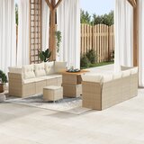 vidaXL set vrtnih sofa od 11 komada s jastucima bež poli ratan akacija | shoptok.hr