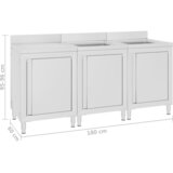  Komercijalni kuhinjski ormarić za sudoper 180x60x96 cm čelični | shoptok.hr