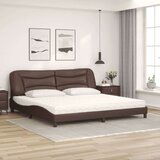  Postelja z vzmetnico rjava 200x200 cm umetno usnje | Shoptok.si