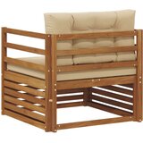  Set vanjskih sofa Čvrsto drvo akacije i poliester Prirodna - Prirodno i bež vodoravne letvice | shoptok.hr