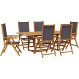  7-dijelni vrtni blagovaonski set antracit od tkanine i drva | Eponuda.com