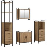  Set ormarića za kupaonicu 4 kom. Hrast artisan - Hrast artisan Ormarić ispod sudopera (2 vrata) + viseći ormarić + kupaonski orm | shoptok.hr