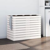 vidaXL Košara za perilo bela 88,5x44x66 cm trdna borovina Cene