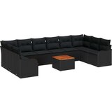  Set od 10 komada vrtnih sofa s jastučićima crna poliratanska akacija dvosjedna vrtna sofa s jastučićima crna poliratanska | shoptok.hr