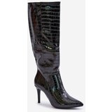 Kesi Stiletto heel Cossacks with black embossing Reanwenna | shoptok.hr